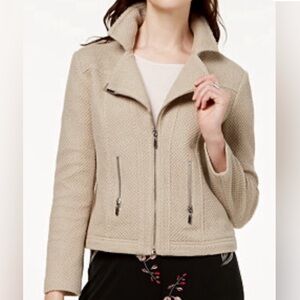 Alfani Textured Knit Moto Jacket/Blazer with Silvertone Hardware